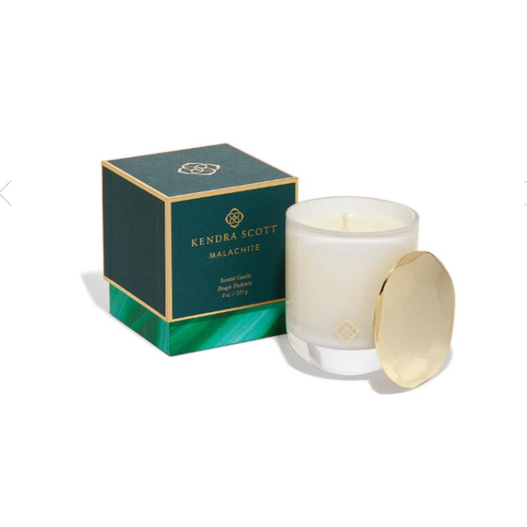 Custom Malachite Crystal Natural Scented Wax Frosted Glass Candle with Metal Lid