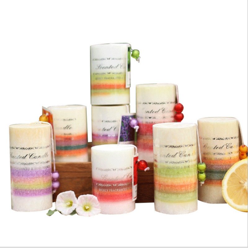 Custom Home Decorated Petal Shape Scented Soy Wax Birthday Pillar Candle