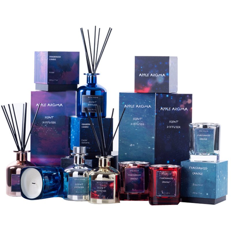 Custom Aroma Scented Wax Frosted Glass Jar Candle and Reed Diffuser for Luxury Gift Set