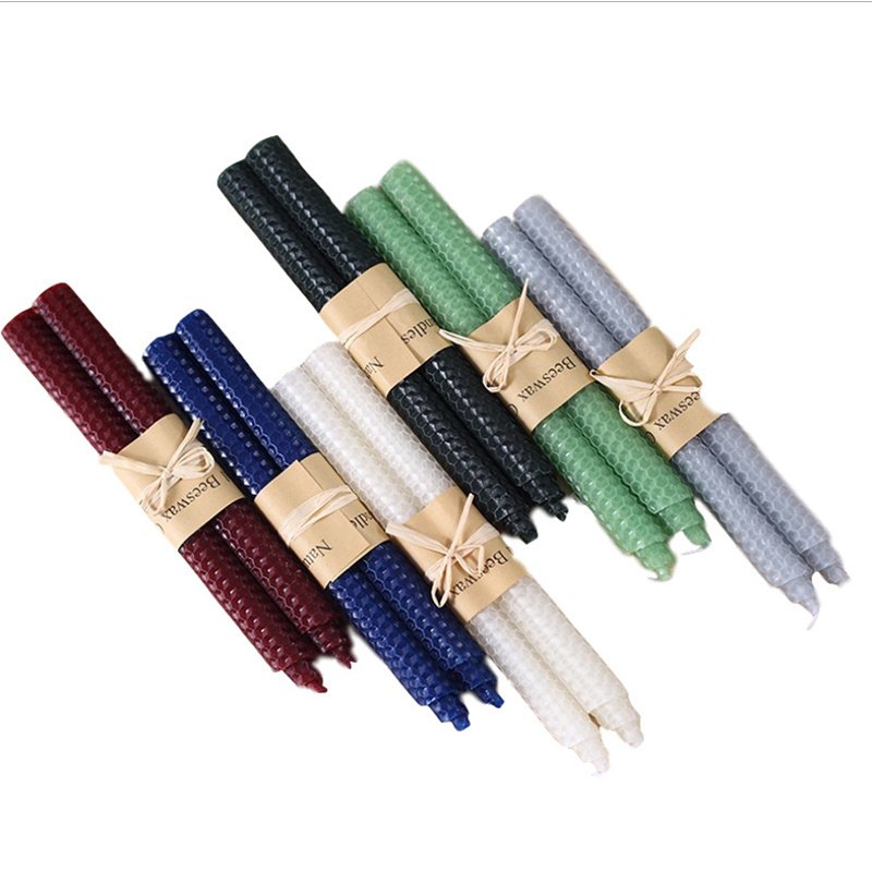 Custom Luxury Colorful Birthday Carved Beeswax Pillar Candles