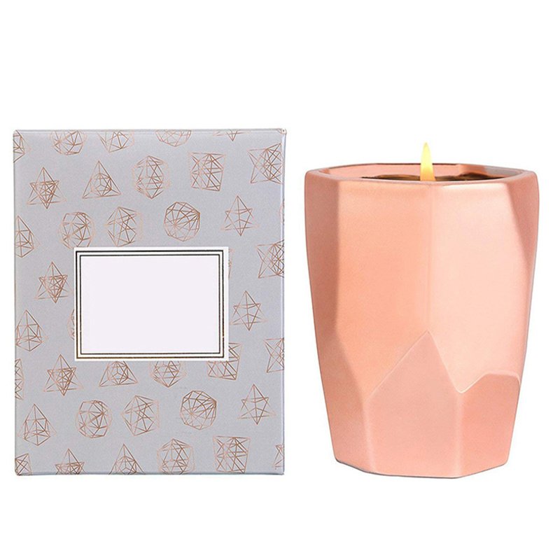 Custom Luxury Gift Box Geometric Shape Rose Gold Scented Candle Holder