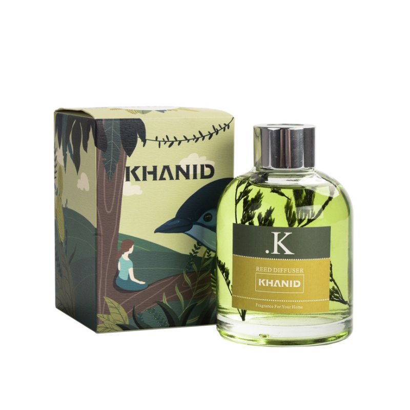 Custom Luxury Hand-Painted Packing Box Eternal Life Flower Essential Oil Glass Bottle Reed Diffuser with Rattan Stick
