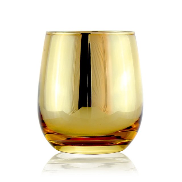 Custom Luxury Holder Color Glass Candle Jar with Metal Gold Lid