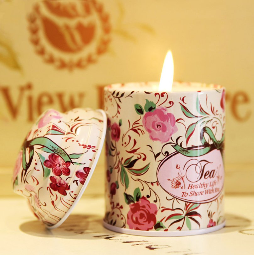 Custom Luxury Tin Scented Candle Handmade Natural Essential Oil Metal Jar Candle Scented Smokeless Soy Wax