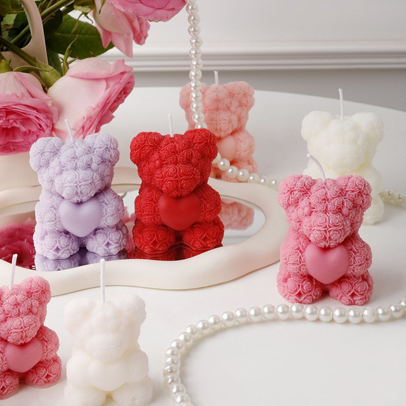 Custom Valentine’s Day Rose Bear Bear Scented Candle