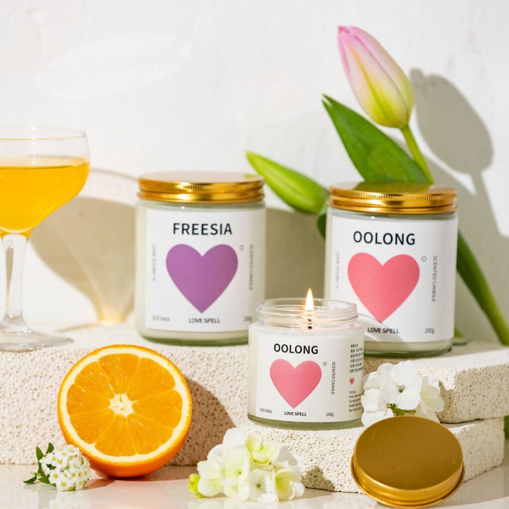 Custom Mother’s Day Heart Bottle Glass Jar Scented Candle