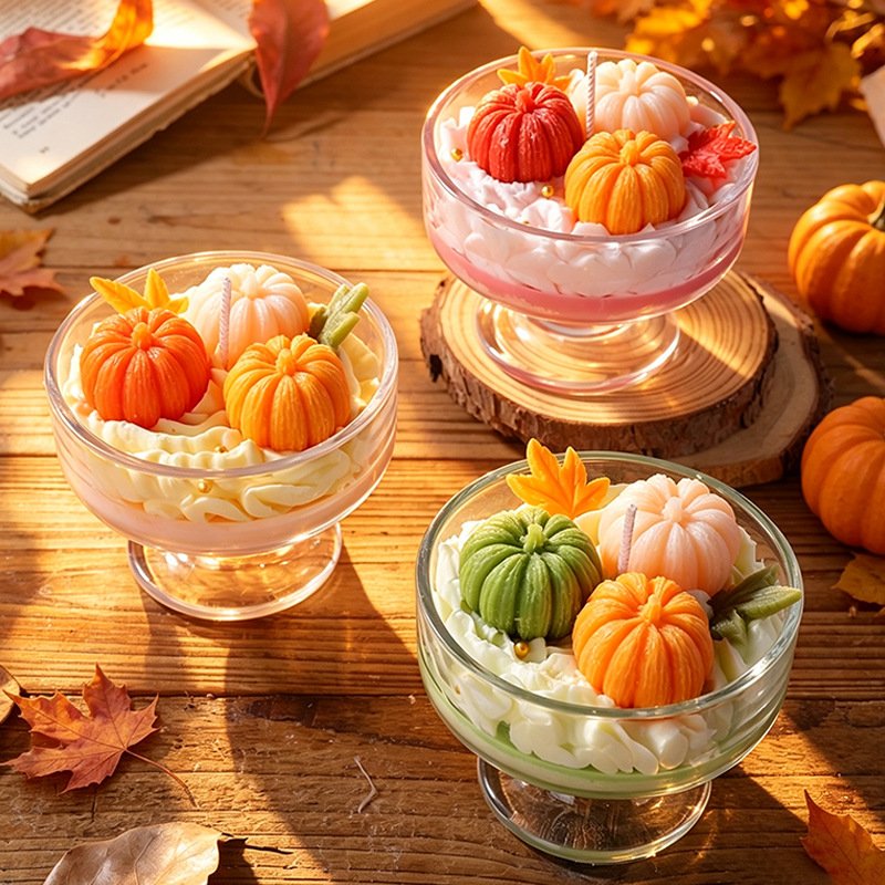 Custom Halloween Glass Jar Realistic Pumpkin Scented Candle