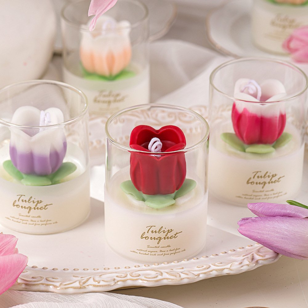 Custom Valentine’s Day Tulip Floral Floral Scented Candle
