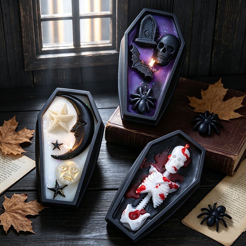 Custom Halloween Skull Coffin Scented Candle
