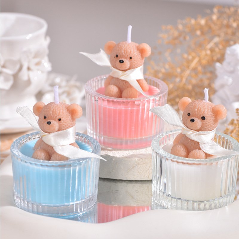 Custom Glass Jar Bear Scented Candle