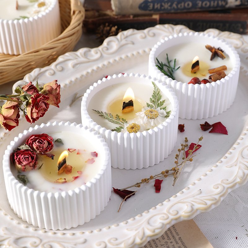 Custom Dried Flower Plaster Decorative Scented Candle