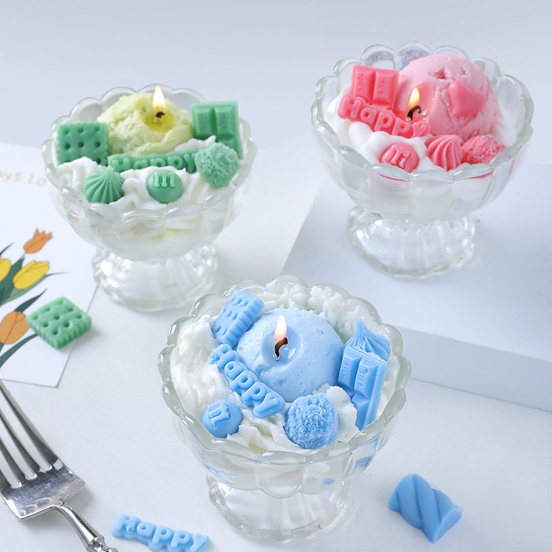 Custom Glass Jar Ice Cream Scented Candle