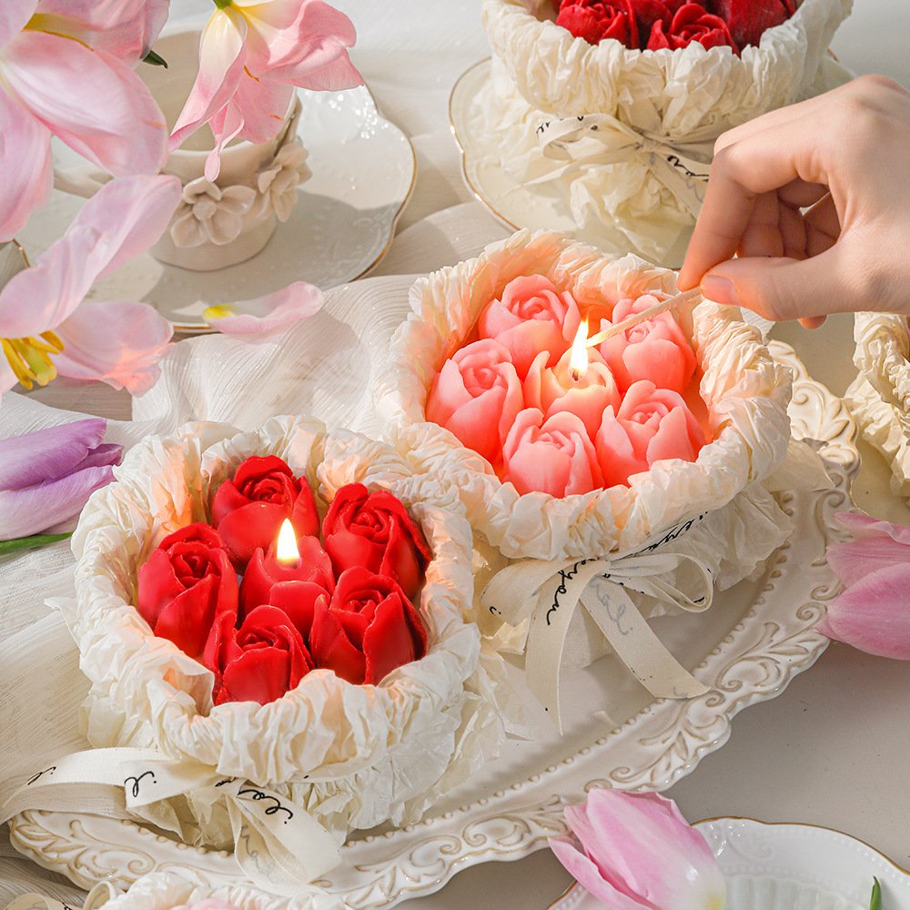 Custom Mother’s Day Gift Set Tulip Rose Scented Candle Gift Set