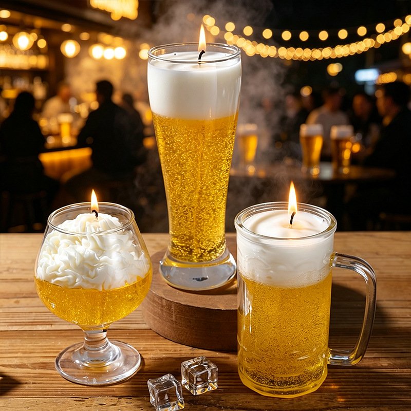 Custom Glass Jar Realistic Beer Scented Candle