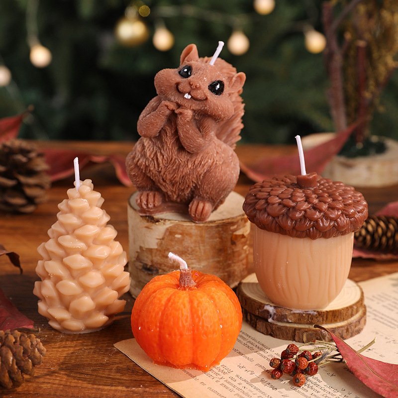 Custom Christmas Gift Set Pinecone Squirrel Scented Candle