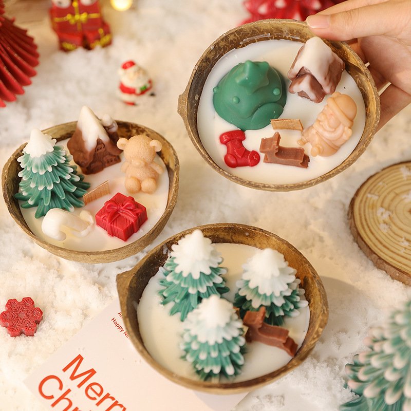 Custom Gift Set Christmas Tree Coconut Bowl Scented Candle