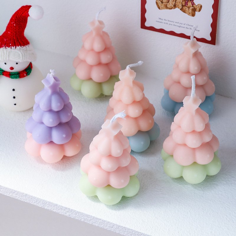 Custom Macaron Color Christmas Tree Scented Candle