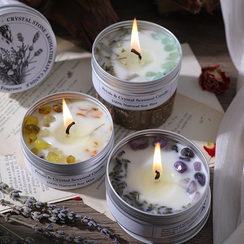 Custom Dried Flower Tin Scented Candle – Design 2