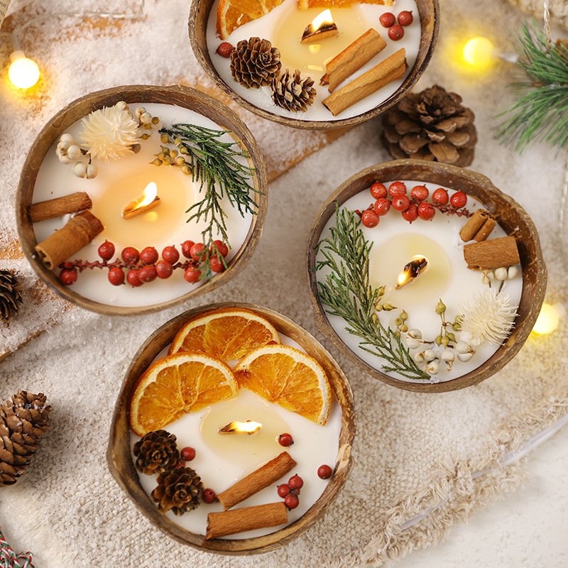 Custom Christmas Botanical Coconut Bowl Scented Candle