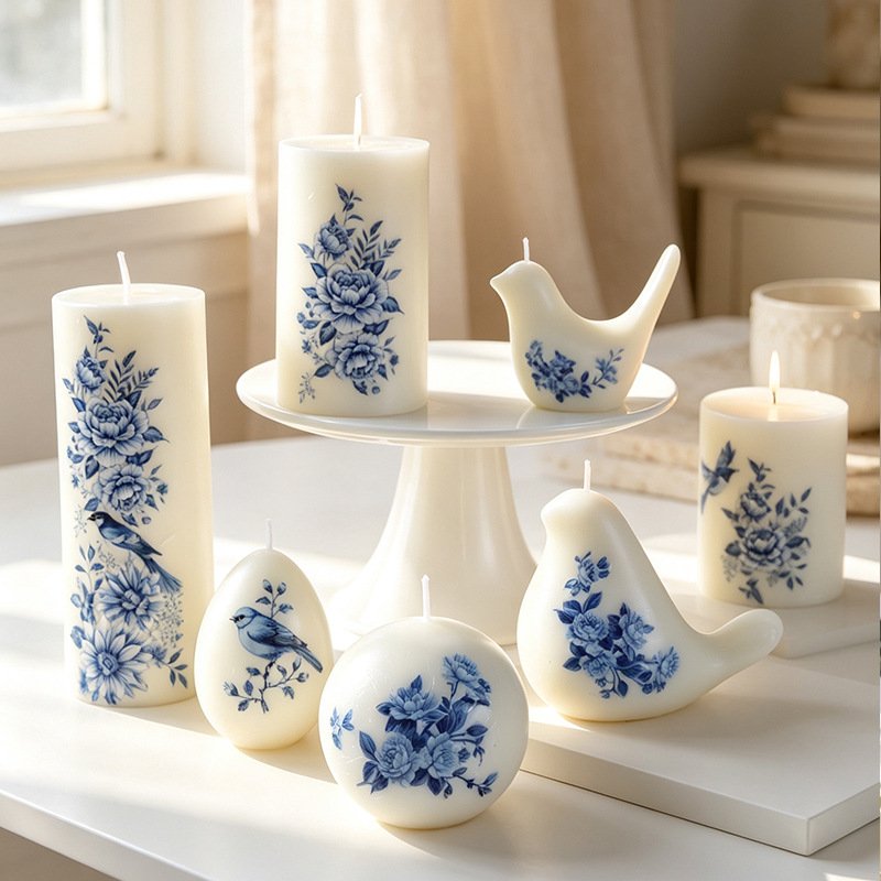 Custom Blue and White Porcelain Decorative Scented Candle