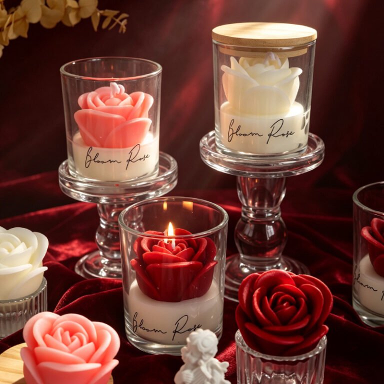 Custom Rose Floral Scented Candle