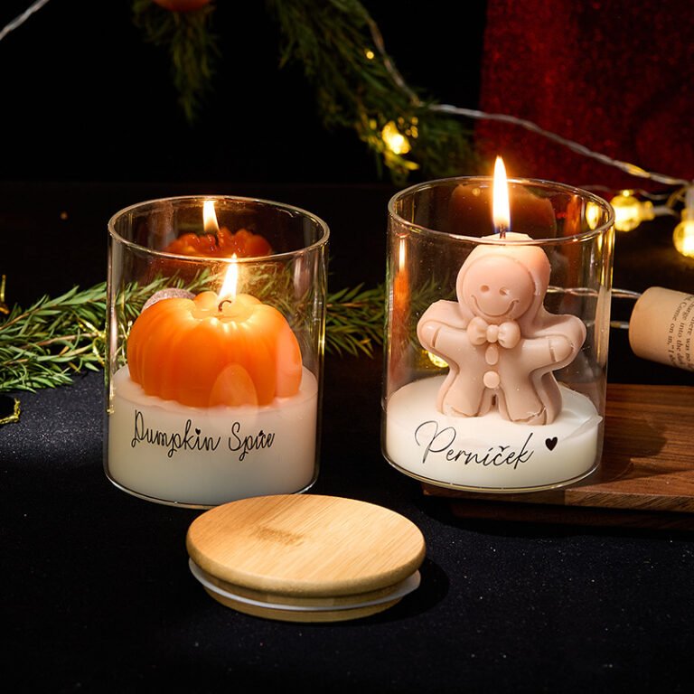 Custom Gingerbread Pumpkin Glass Jar Scented Candle