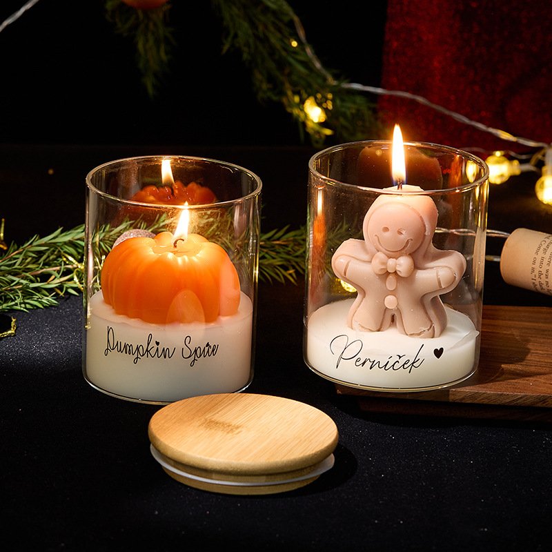 Custom Gingerbread Pumpkin Glass Jar Scented Candle
