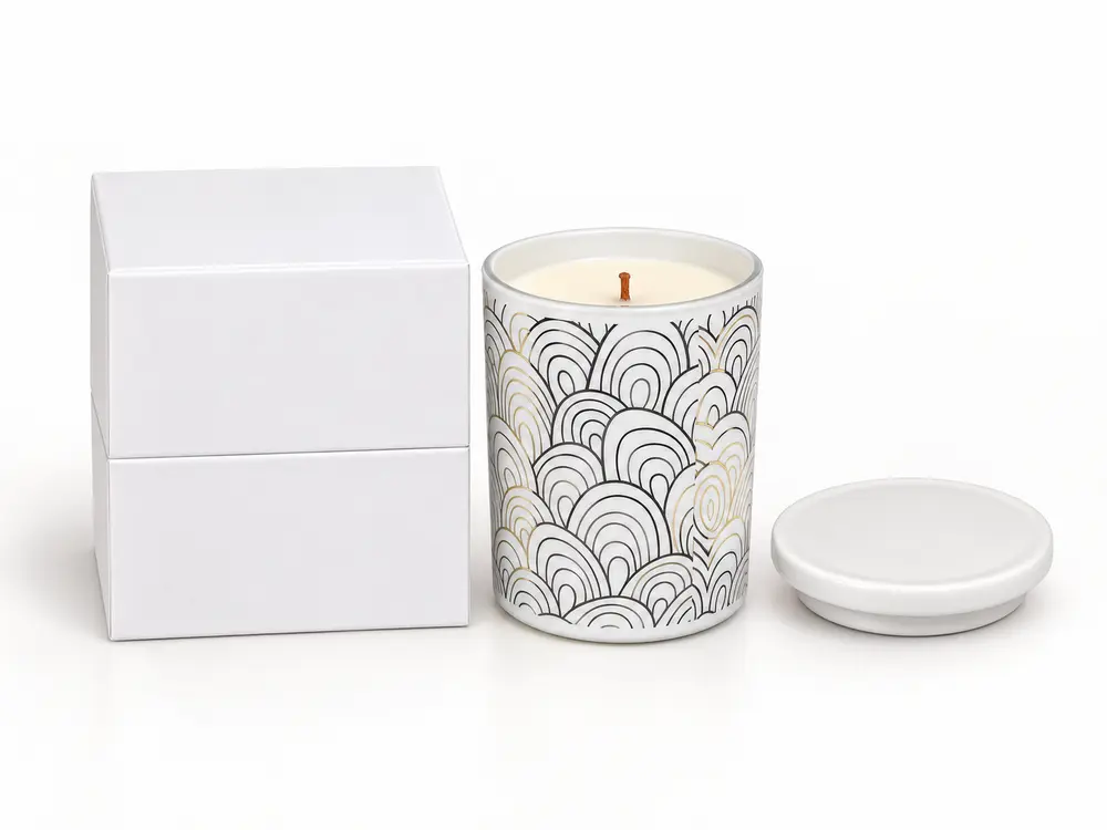 Custom Painted Scented Candle in Glass Jar Luxury Gift Box