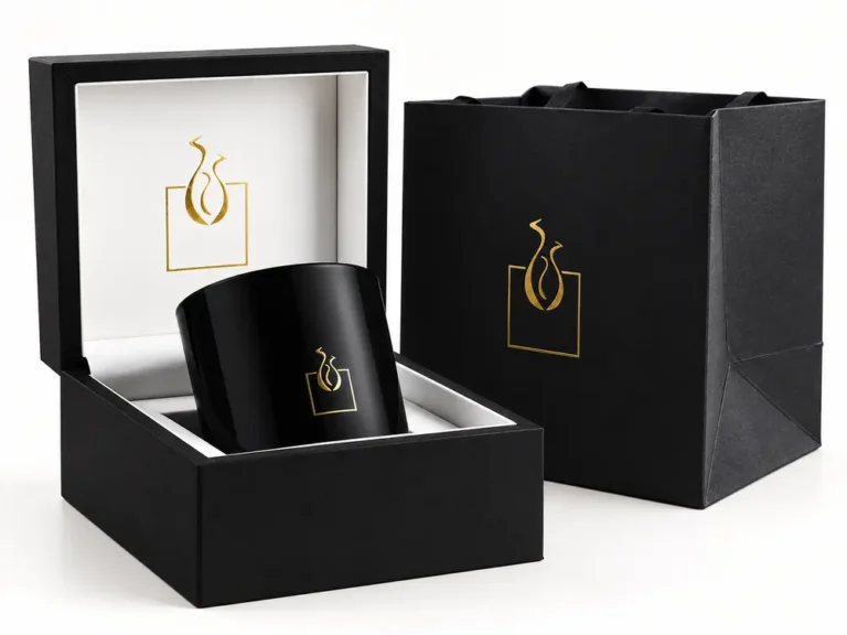 Custom Very Luxury Black and White Color Glass Jar with Gift Box