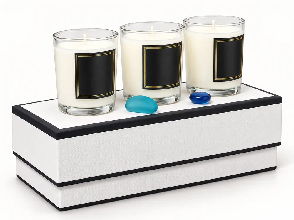 Custom Scented Candles in White Glass Jar with Great Gift Box