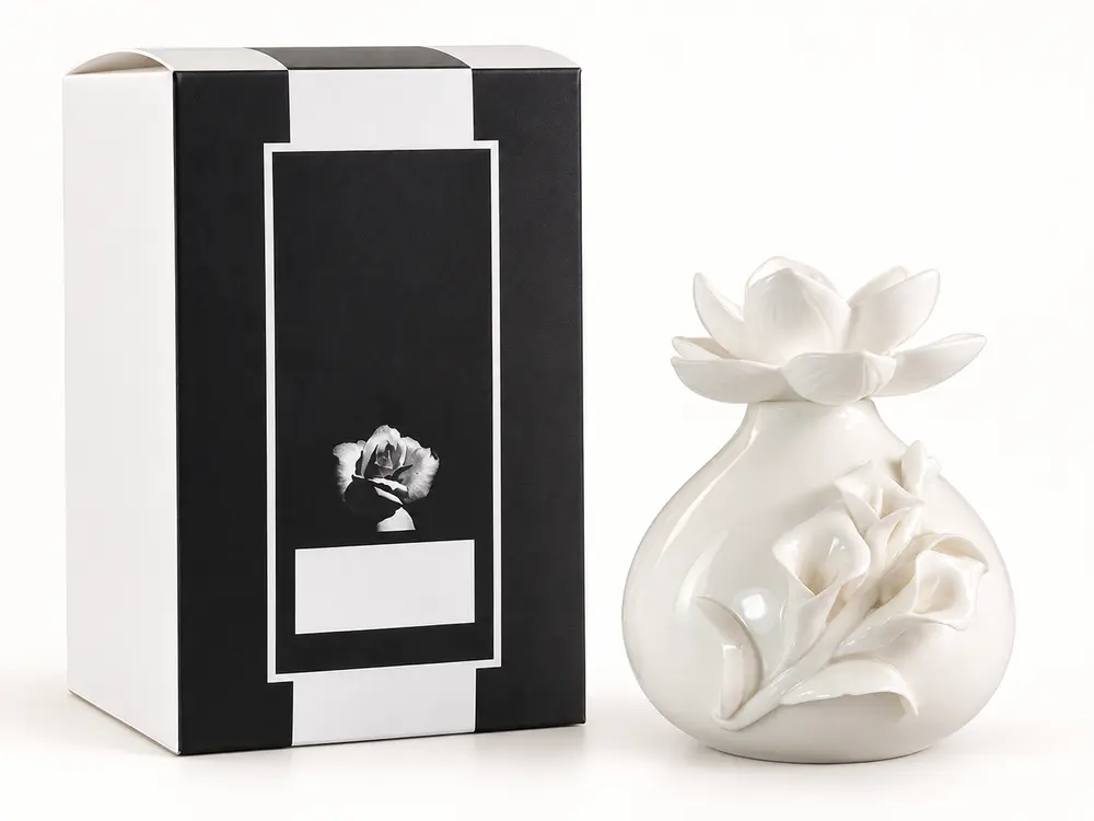 Custom Flower Shape Ceramic Diffuser with Packing for Air Fresheners, Various Sizes Are Available