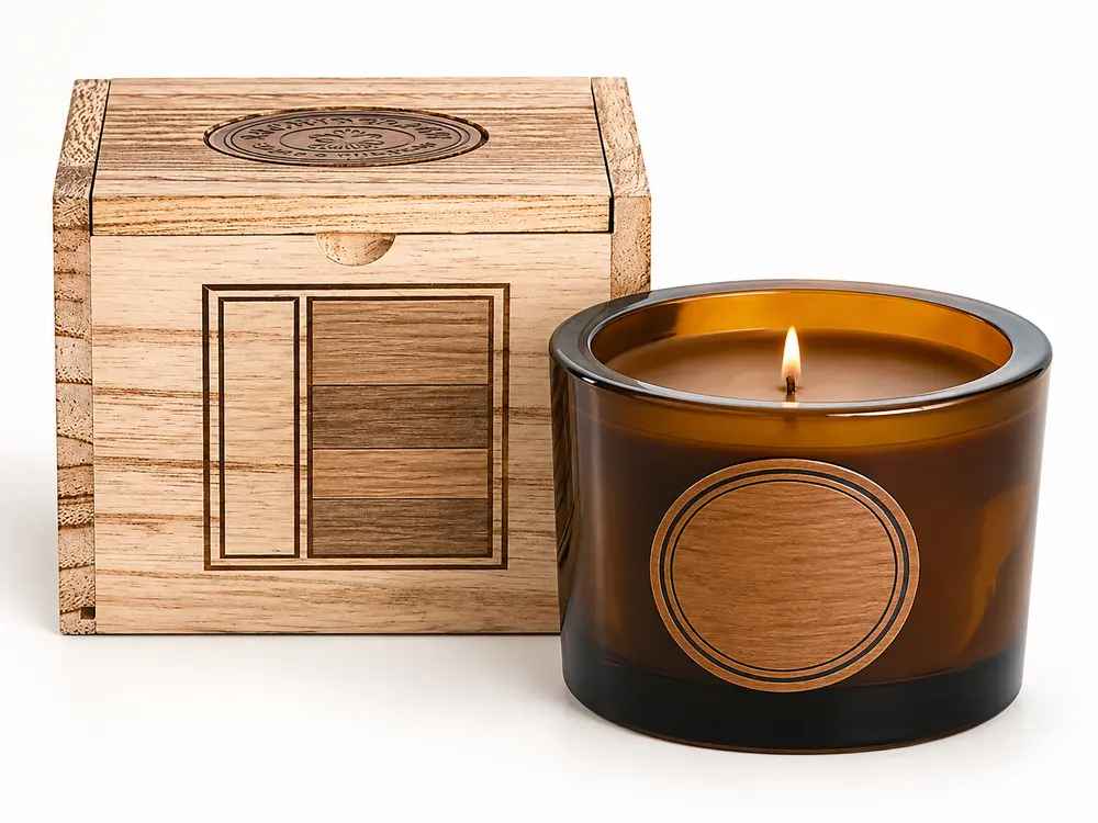 Custom Three Wick Wood Box Scented Candle