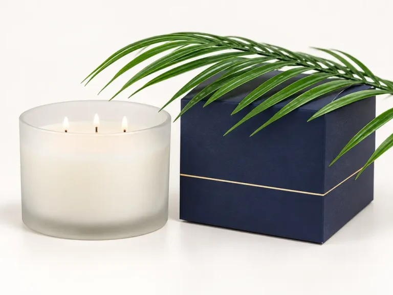 Custom Three Wicks Scented Candle in Frosted Glass