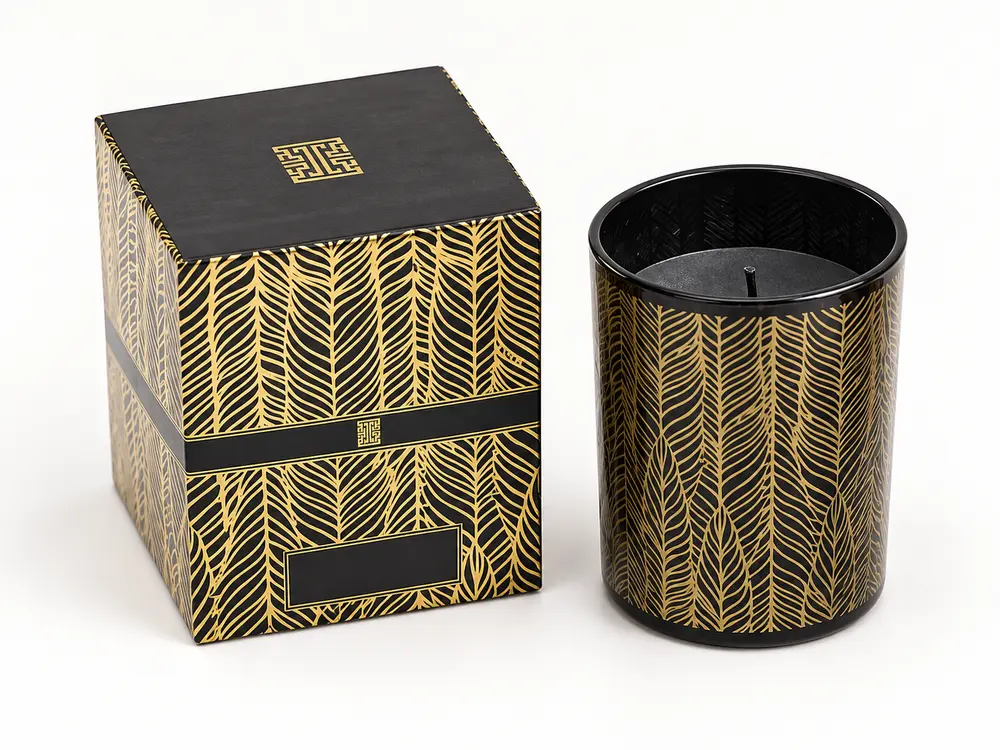 Custom Golden Stamping Scented Soy Candle for Home Decoration