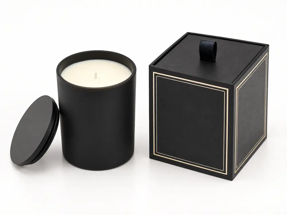 Custom Candle in Black Glass Holder for Home Decoration