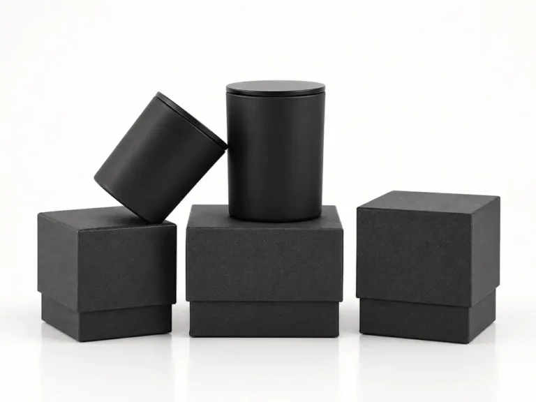 Custom Luxury Handmade Natural Fragrance 100% Soy Wax Candle in Black Glass Jar