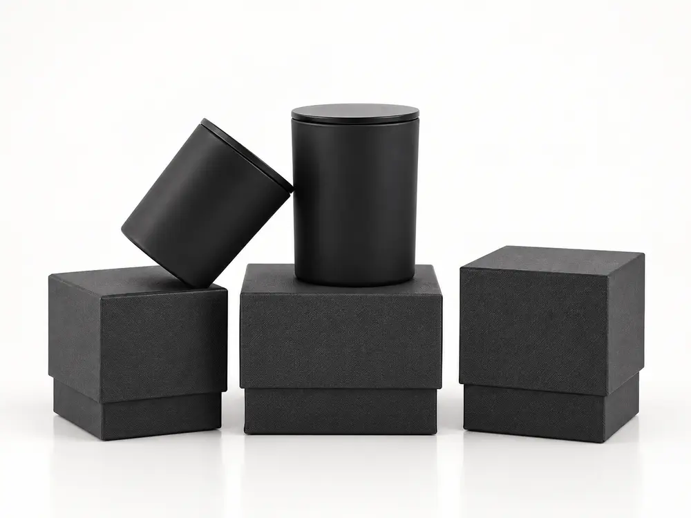 Custom Luxury Handmade Natural Fragrance 100% Soy Wax Candle in Black Glass Jar