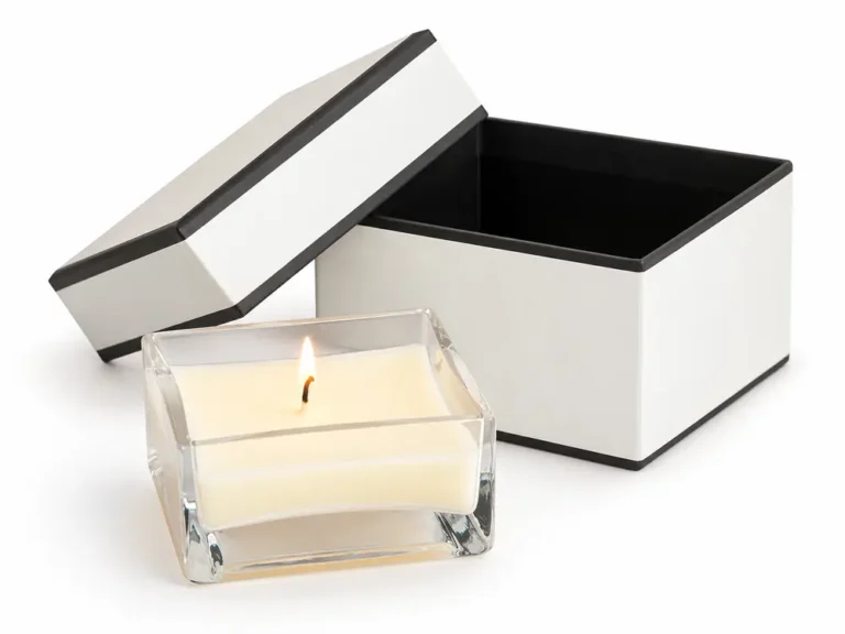 Custom Scented Candle in Square Glass Holder for Home Decoration
