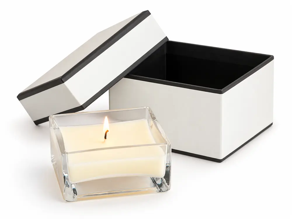 Custom Scented Candle in Square Glass Holder for Home Decoration