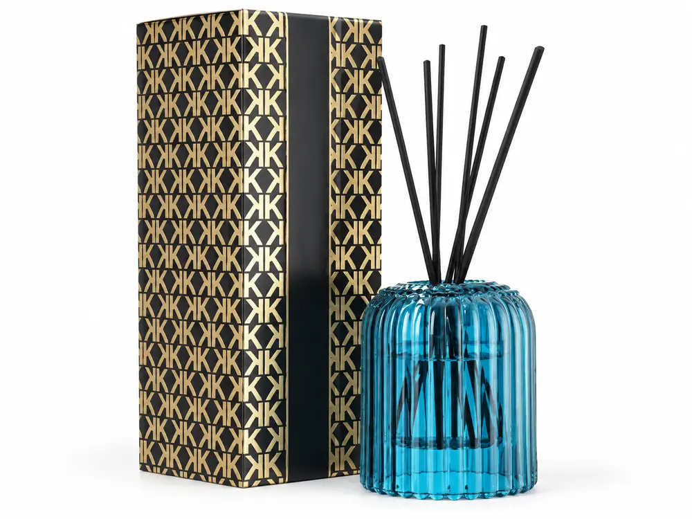 Custom Luxury Aroma Reed Diffusers with Natural Sticks with Blue Glass Holder