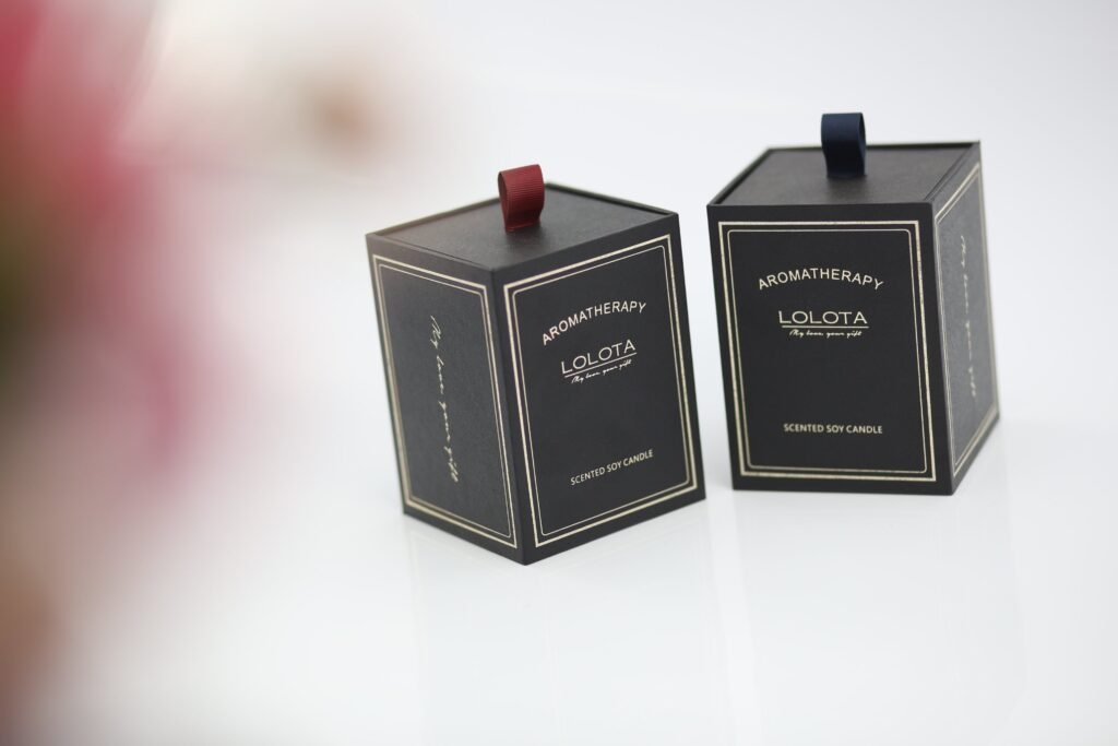 Custom Personalized Scented Candles with Black Glass Container