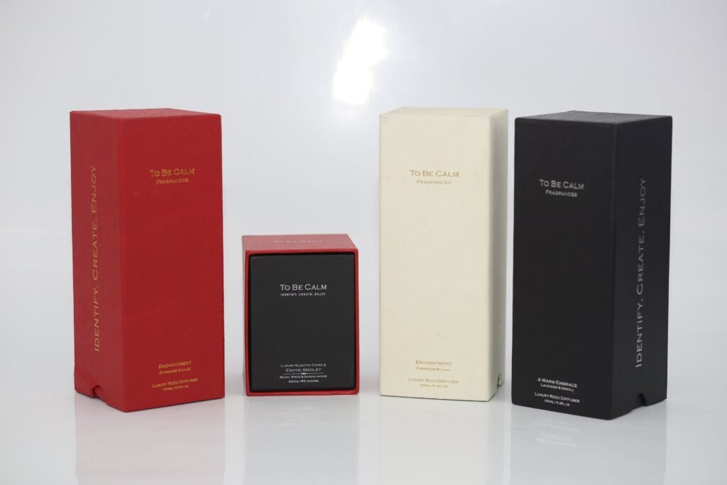 Custom Red-Black Classic Candle Holder Gift Set with Durable Fragrant Reed Diffuser