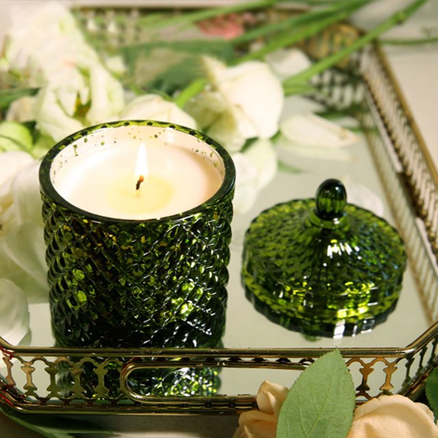 Custom Scented Soy Wax Glass Candle Jar for Candle with Lid