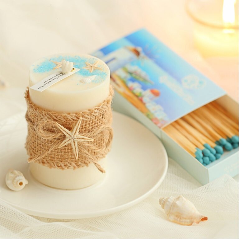 Custom Scented Soy Wax Wedding Birthday Pillar Candle with Greeting Cards