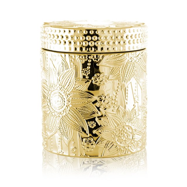 Custom Selling Carved Decorative Colored Gold Candle Jar with Lid