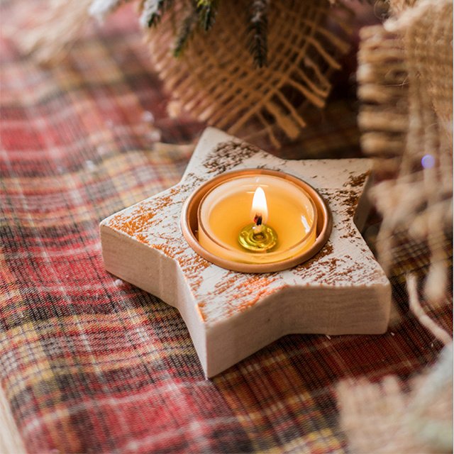 Custom Christmas Gift Tealight Geometric Wooden Wick Wedding Candle Holder