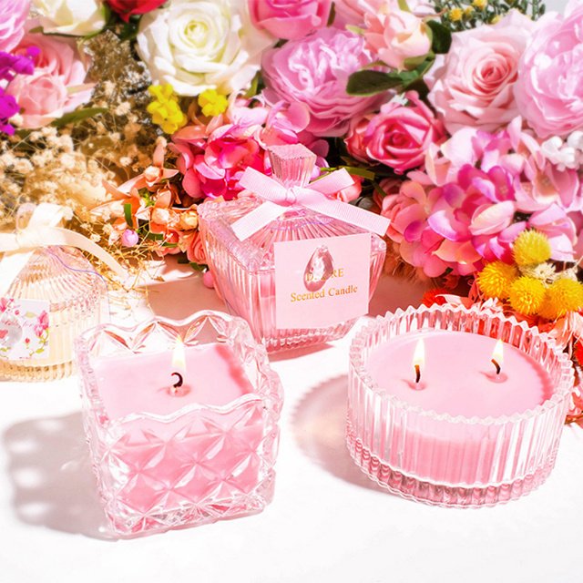 Custom Home Decoration Popular Romantic Wedding Scented Crystal Candle Holder Glass Candle Jar