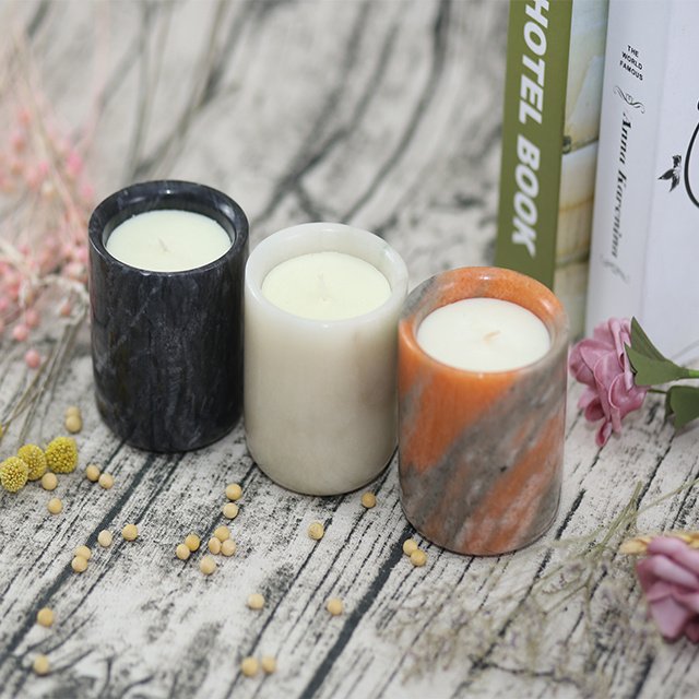 Custom Luxury Scented Gift Set Marble Ceramic Soy Candle