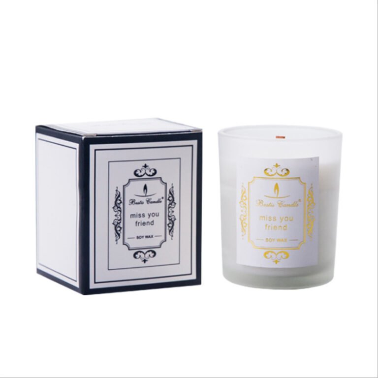 Custom Wood Wick Soy Wax Frosted White Glass Jars Candle Holder