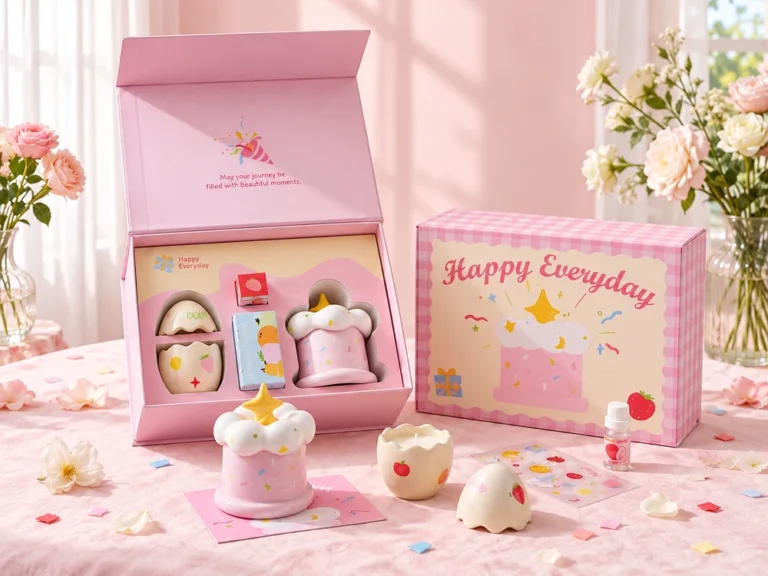 Birthday Cake Ceramic Candle Gift Set